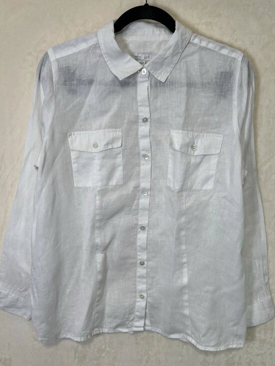 J. Jill Tops - J Jill Love Linen Top Women’s M White Long Sleeve Button Up Beach Resort Cruise